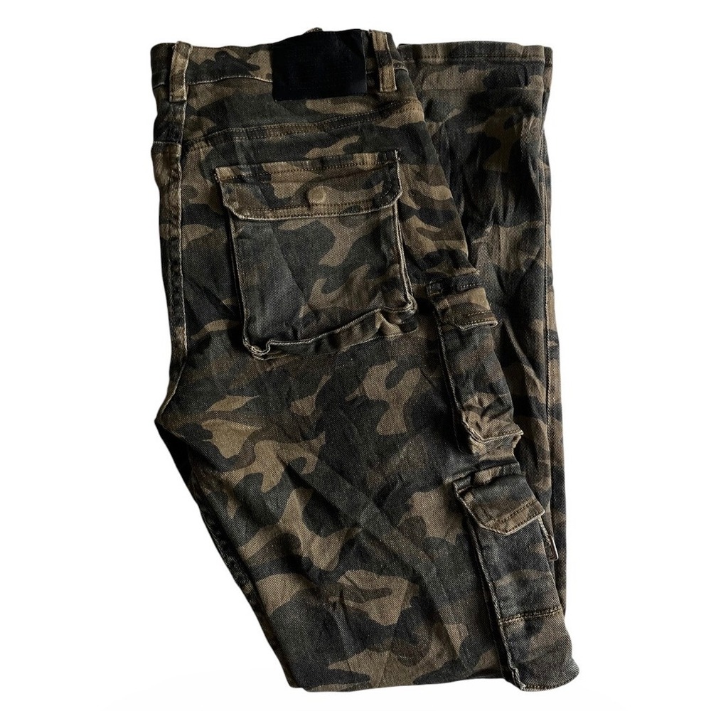 Serenede Cargo Pants Mens 32x33 Fitted Green Camouflage Military Canvas Pocket